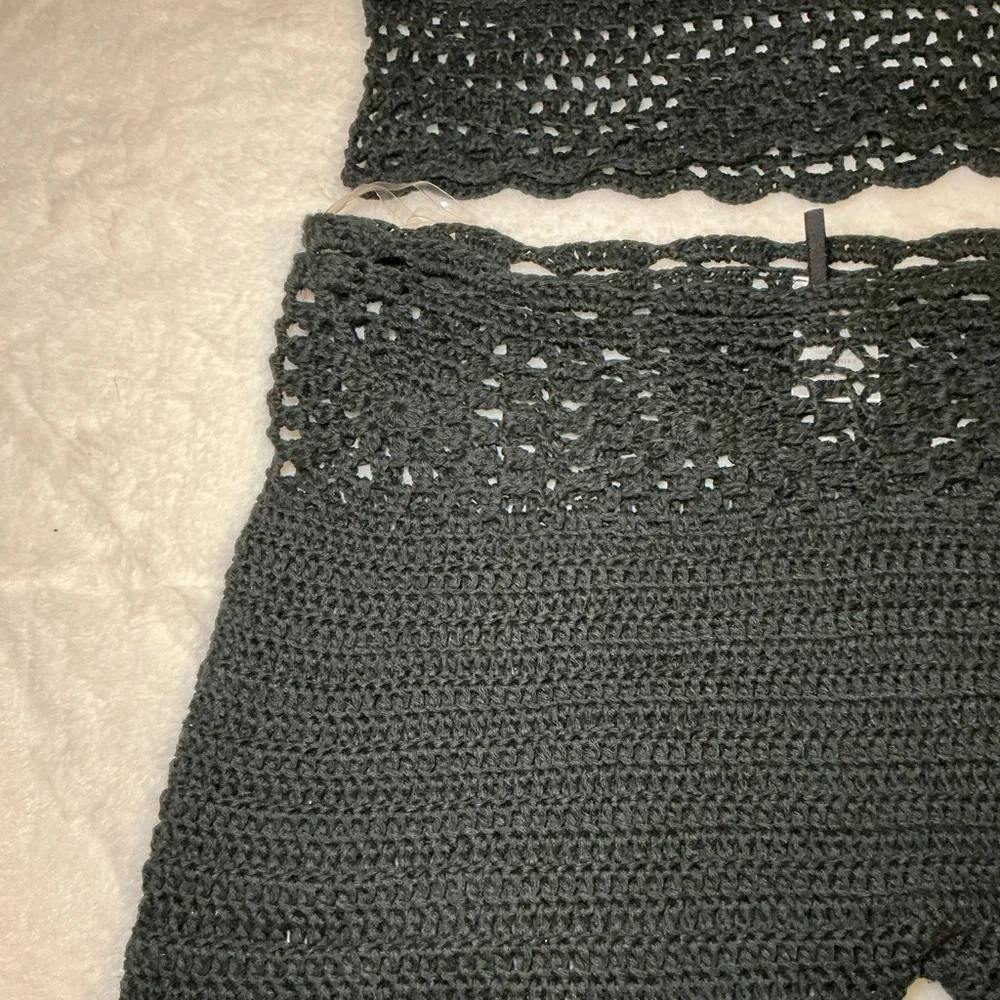 Black Crochet Top and shorts coverup Set - Picture 3 of 4